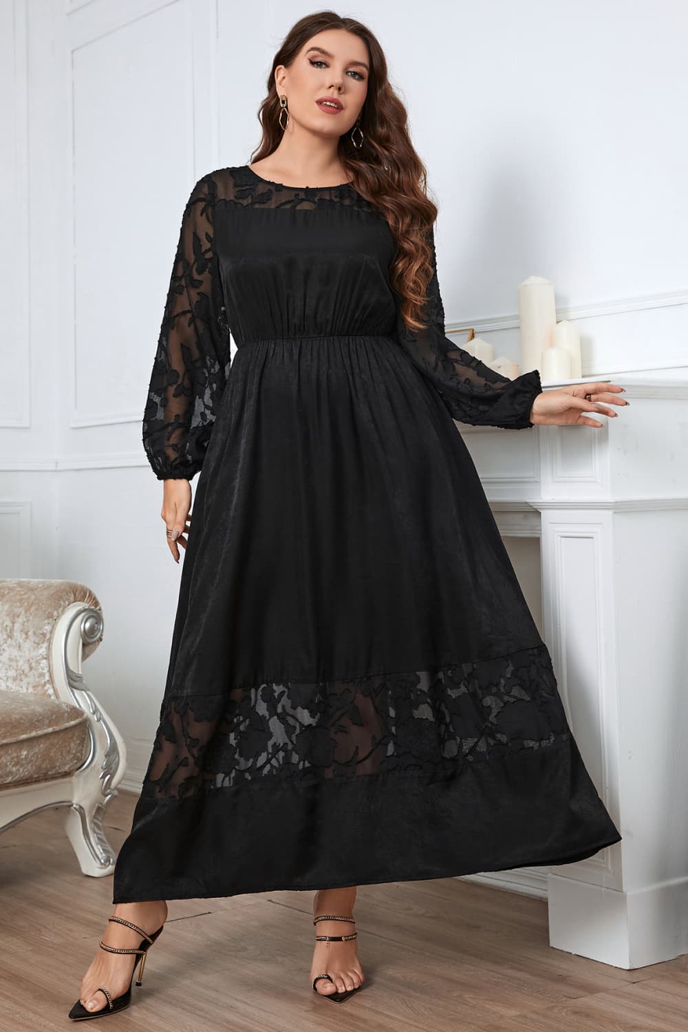 La Margaux Embroidery Round Neck Long Sleeve Maxi Dress My Store La Margaux Embroidery Round Neck Long Sleeve Maxi Dress My Store